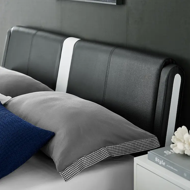Black Wood And Linen Queen Bed Frame