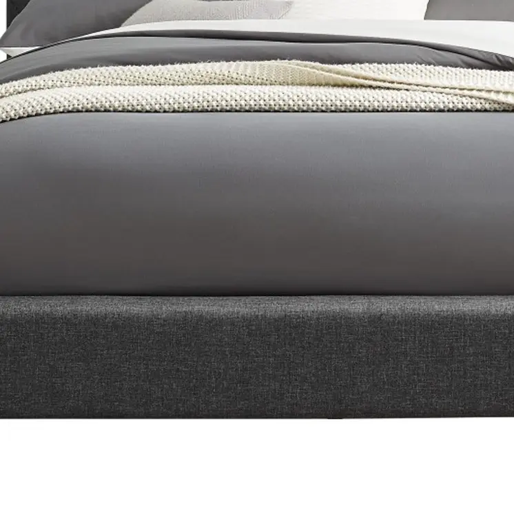 Gray Tufted Upholstered King Bed Frame