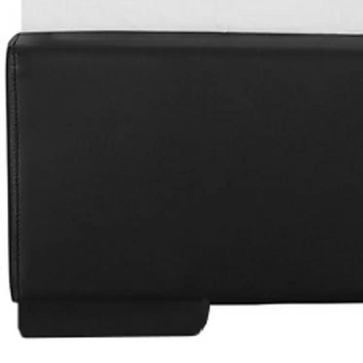 Black Solid and Manufactured Wood Queen Upholstered Faux Leather Bed Frame
