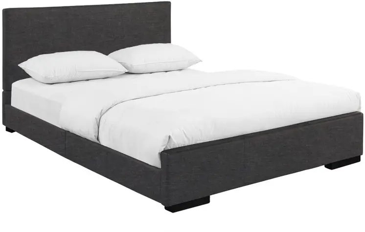 Gray Wood Upholstered King Bed Frame