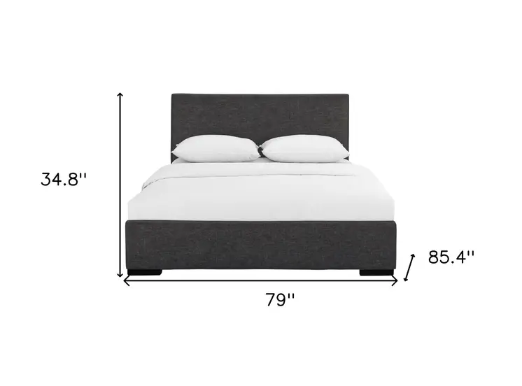 Gray Wood Upholstered King Bed Frame
