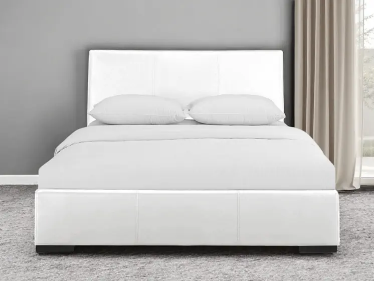 White Faux Leather Queen Bed Frame