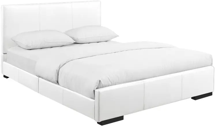 White Faux Leather Queen Bed Frame
