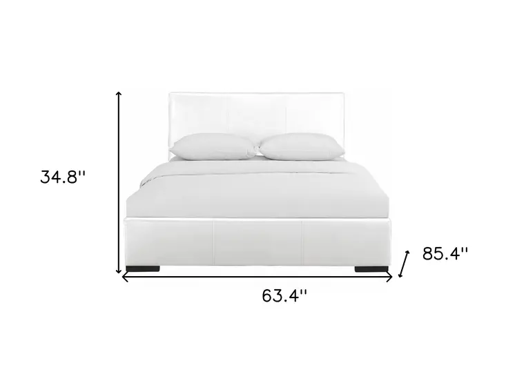 White Faux Leather Queen Bed Frame