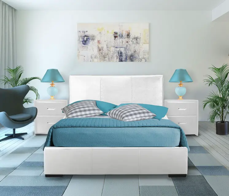White Faux Leather Queen Bed Frame