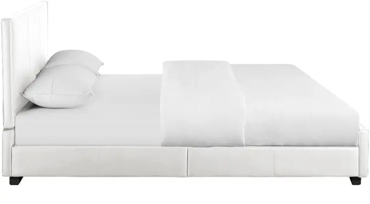 White Faux Leather King Bed Frame