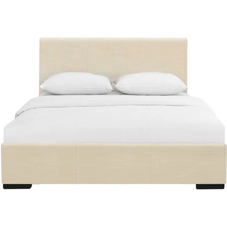 Beige Faux Leather Twin Bed Frame