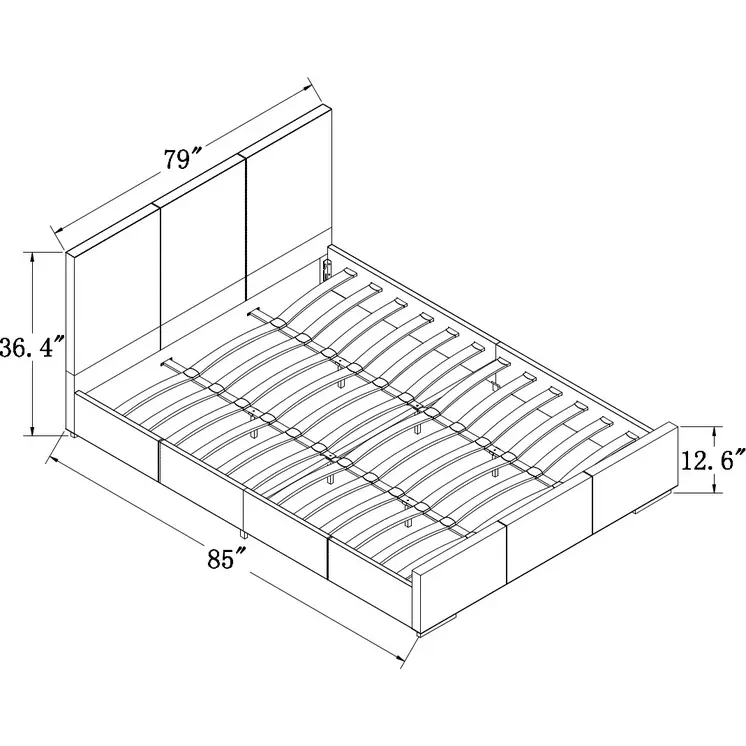 Beige Faux Leather King Bed Frame