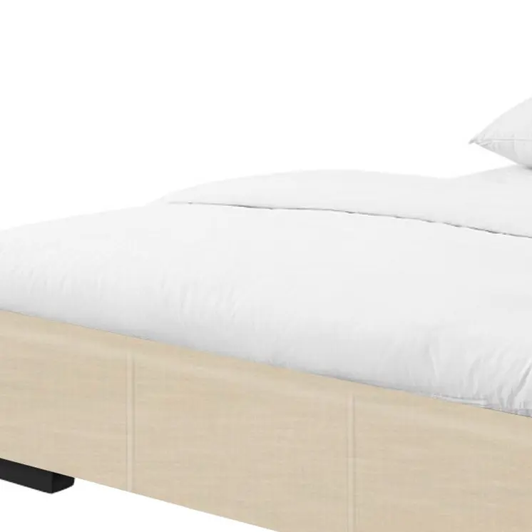 Beige Faux Leather King Bed Frame