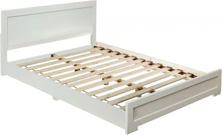 White Solid and Manufactured Wood Full Bed Frame