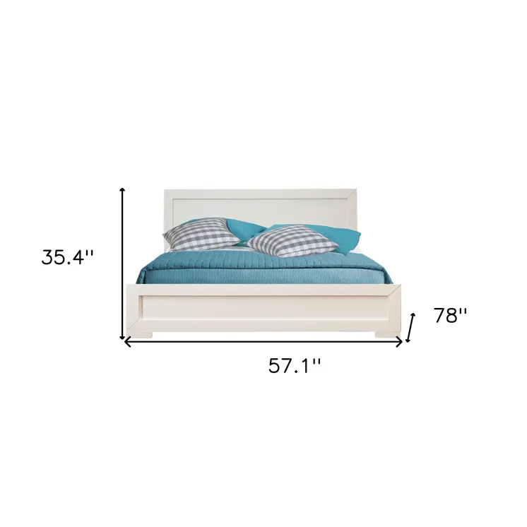 White Solid and Manufactured Wood Full Bed Frame