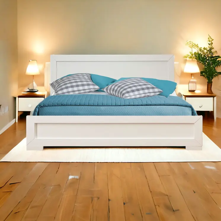 White Solid and Manufactured Wood Full Bed Frame