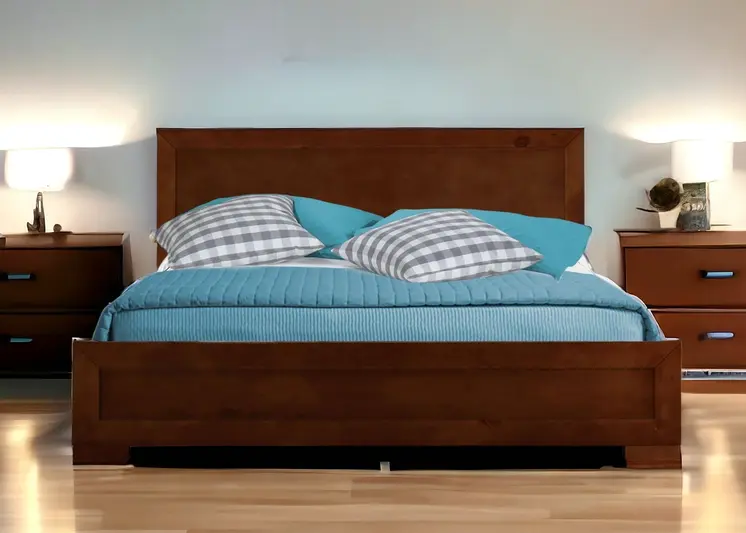 Brown Solid and Manufactured Wood Full Bed Frame