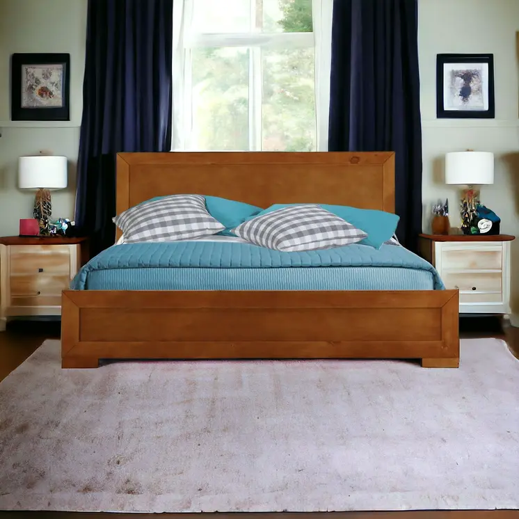Oak Solid and Manufactured Wood Queen Bed Frame