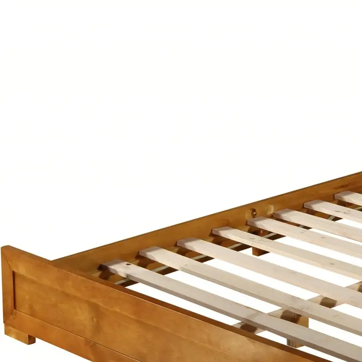 Oak Inlaid Panels Solid Wood King Bed Frame