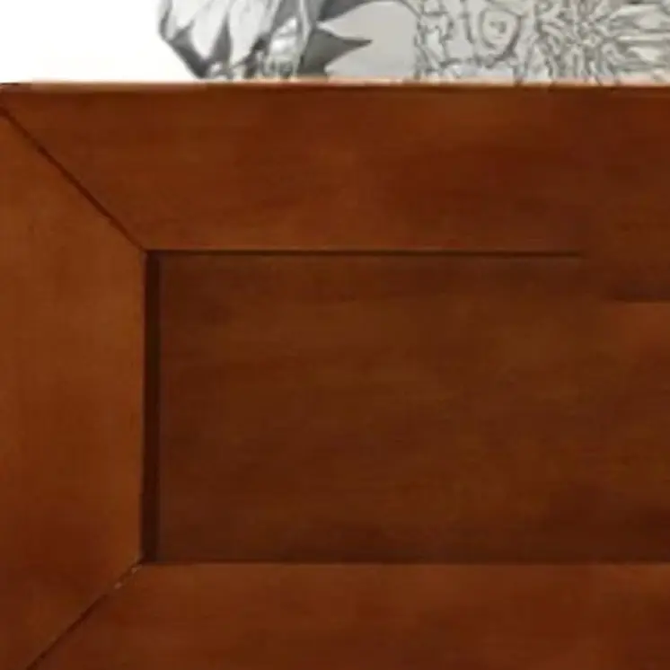 Brown Inlaid Panels Solid Wood King Bed Frame