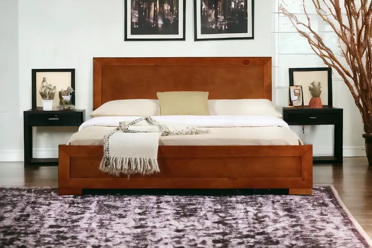 Brown Wood Full Bed Frame