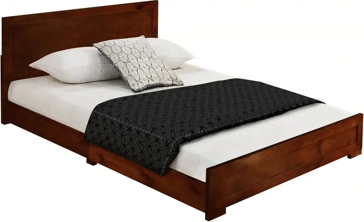 Brown Solid and Manufactured Wood Full Bed Frame
