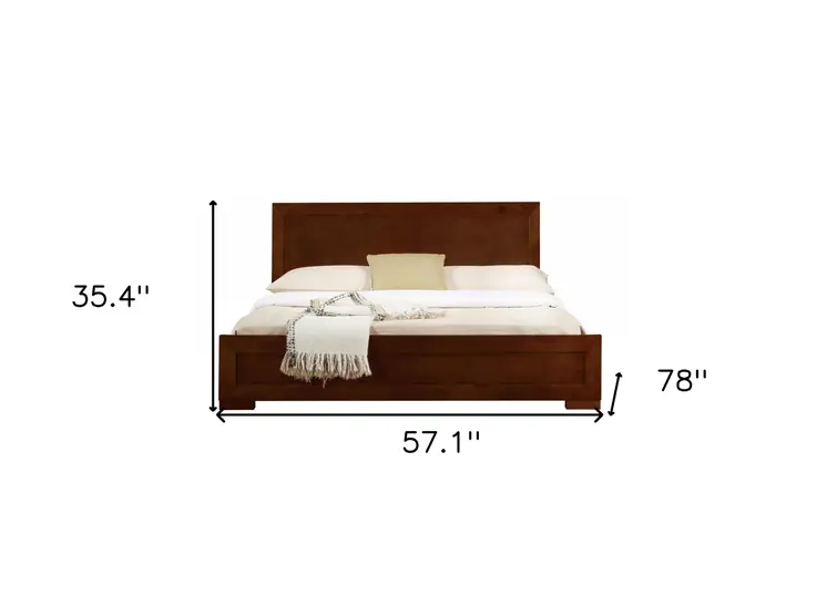 Brown Solid and Manufactured Wood Full Bed Frame
