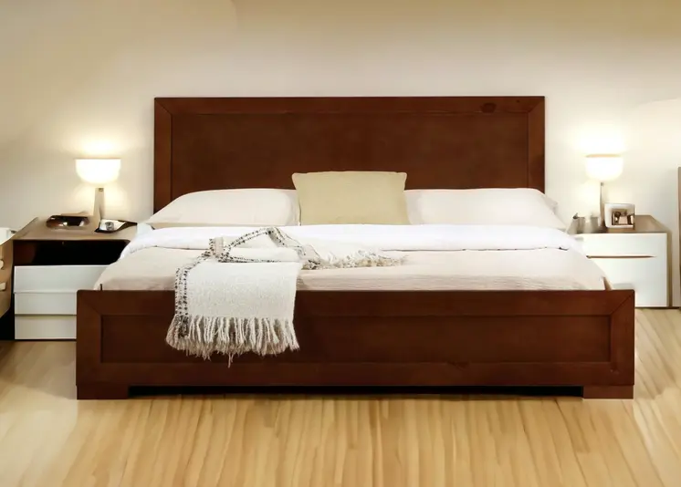 Brown Solid and Manufactured Wood Full Bed Frame