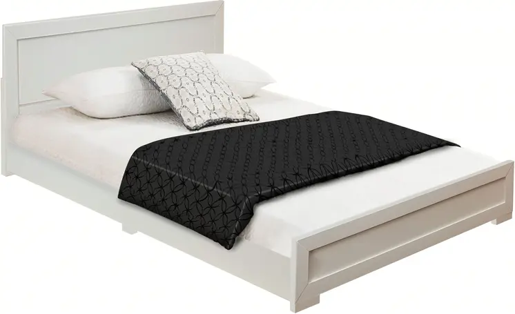 White Solid and Manufactured Wood Full Bed Frame