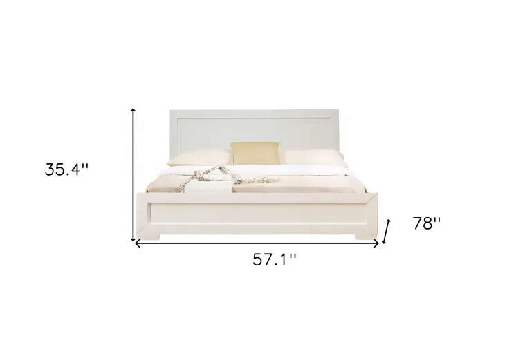 White Solid and Manufactured Wood Full Bed Frame