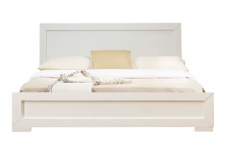 White Solid and Manufactured Wood Queen Bed Frame