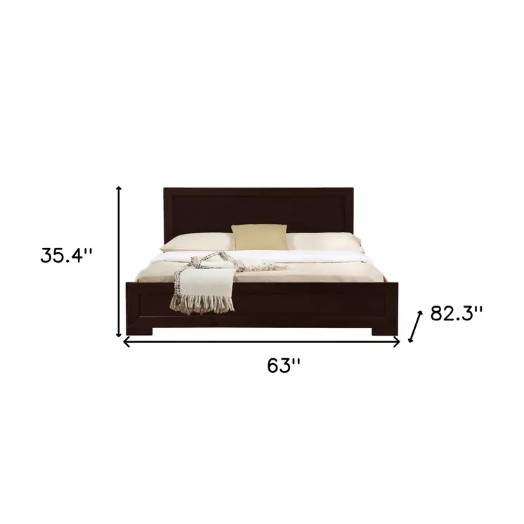 Espresso Solid and Manufactured Wood Queen Bed Frame