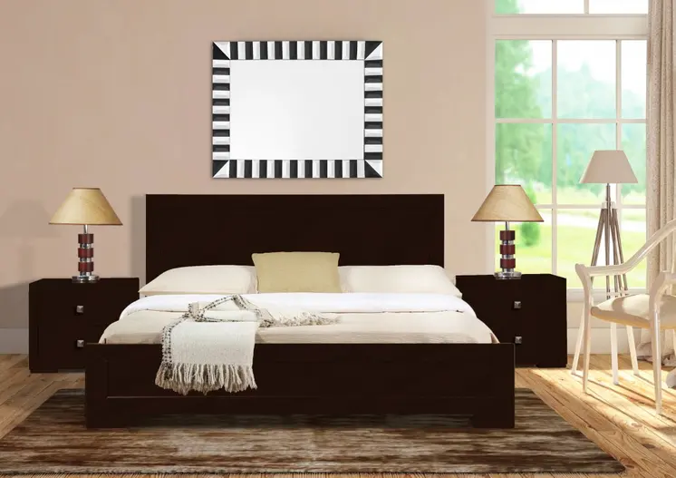 Espresso Solid and Manufactured Wood Queen Bed Frame
