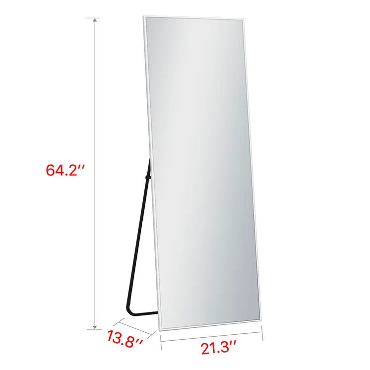 64" Silver Metal Freestanding and Wall Mount Accent Mirror