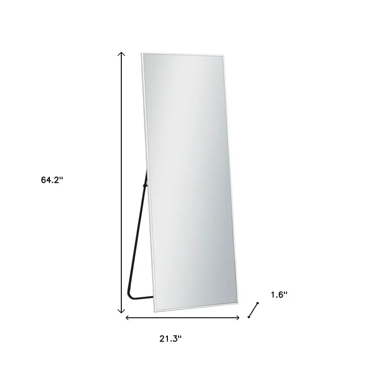 64" Silver Metal Freestanding and Wall Mount Accent Mirror
