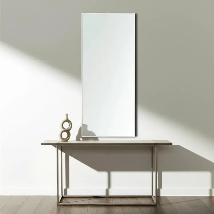 64" Silver Metal Freestanding and Wall Mount Accent Mirror
