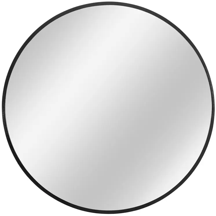 32" Black Round Metal Framed Accent Mirror