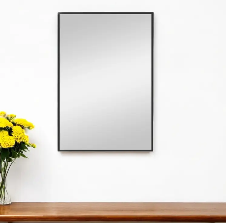 38" Black Metal Framed Accent Mirror