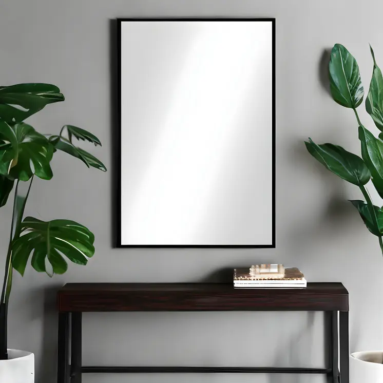 38" Black Plastic Framed Accent Mirror