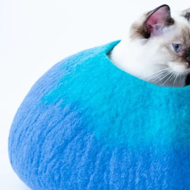 Blue and Turq Cat Cave Bed