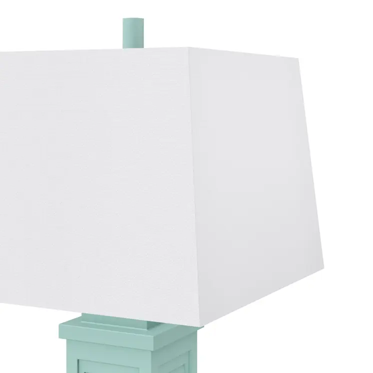 Set of Two 32" Turquoise Seahorse Shutter USB Table Lamps With White Shade