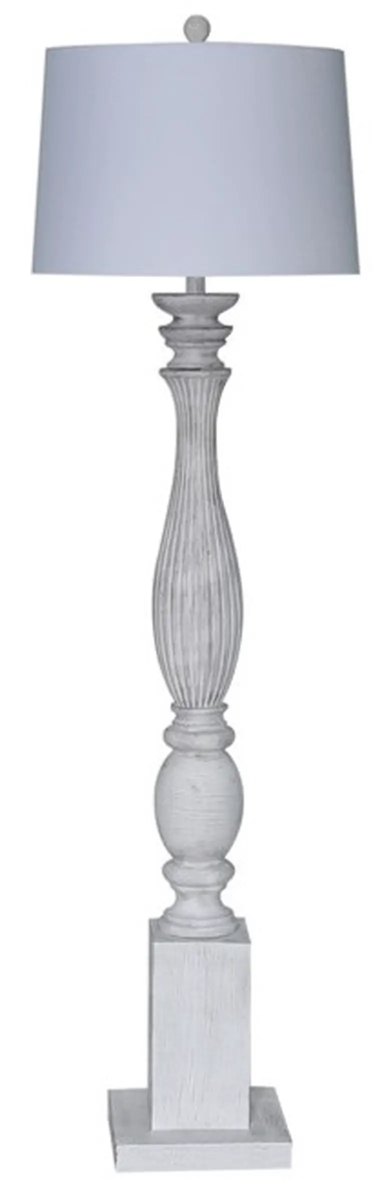 63" White Resin Floor Lamp With White Fabric Drum Shade