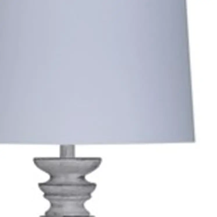 63" White Resin Floor Lamp With White Fabric Drum Shade