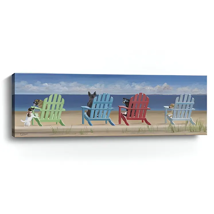 Dogs at the Beach Unframed Wall Art