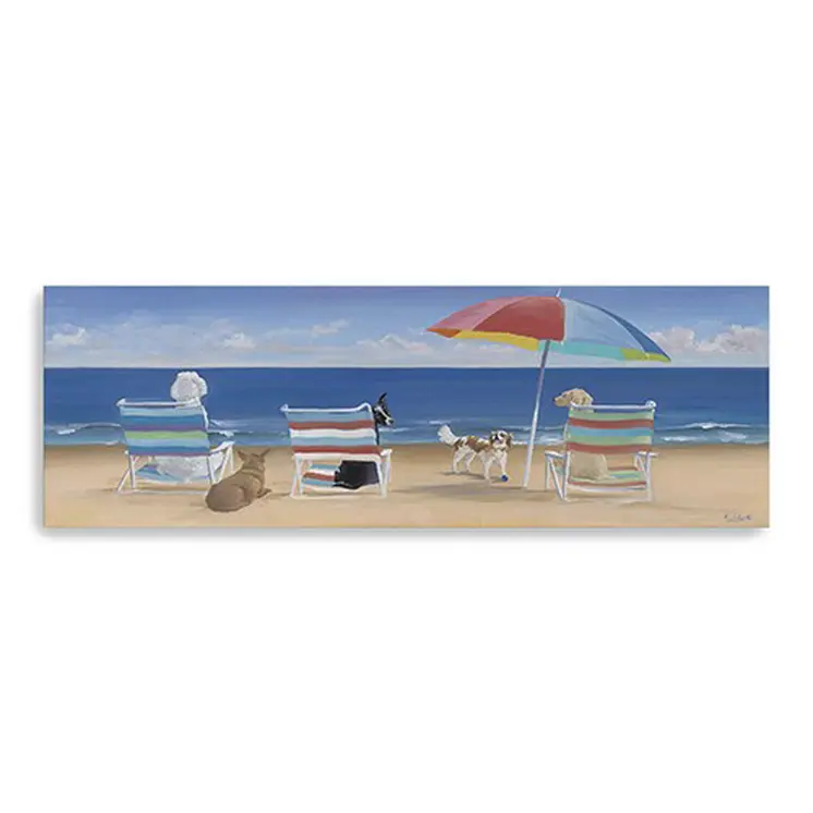 Dogs Perfect Beach Day Unframed Canvas Wall Art