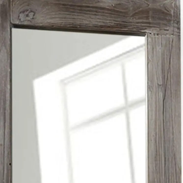 58" Dark Brown Solid Wood Freestanding and Wall Mount Accent Mirror