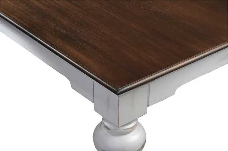 39" Brown and White Wood Square Distressed Coffee Table
