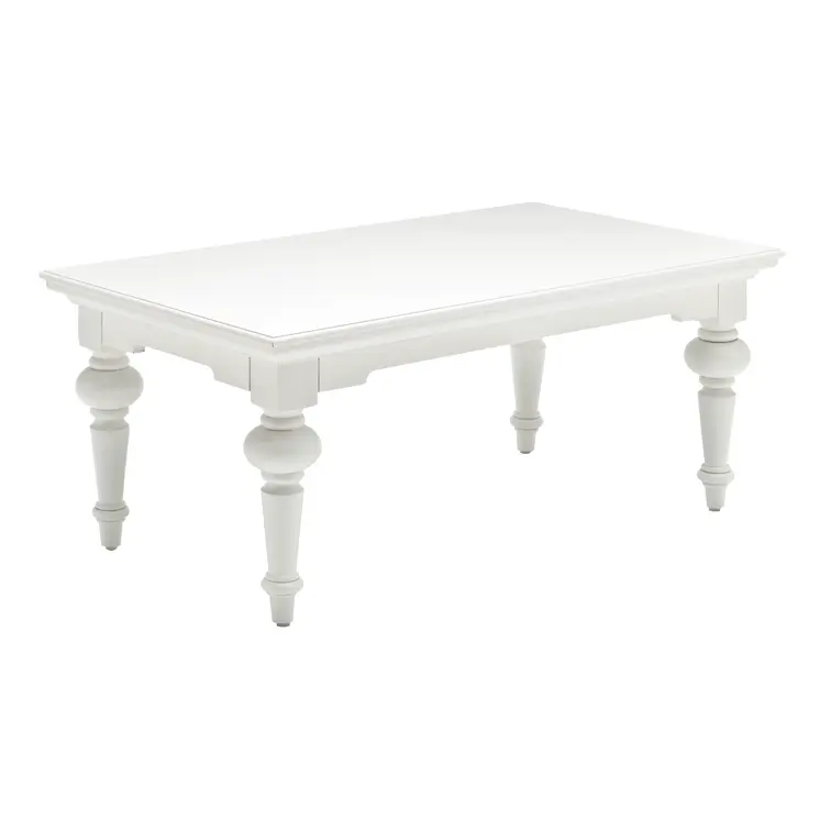 47" White Solid Wood Coffee Table