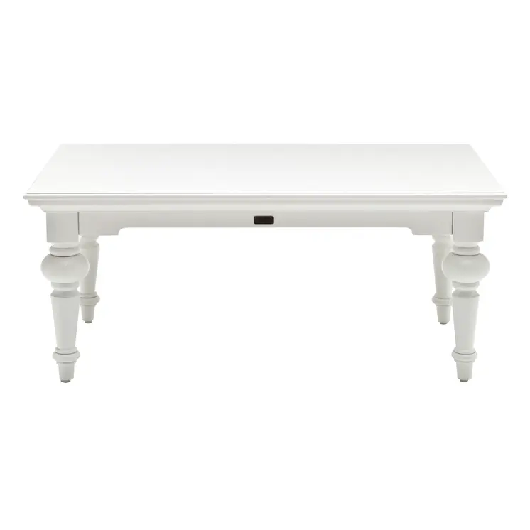 47" White Solid Wood Coffee Table