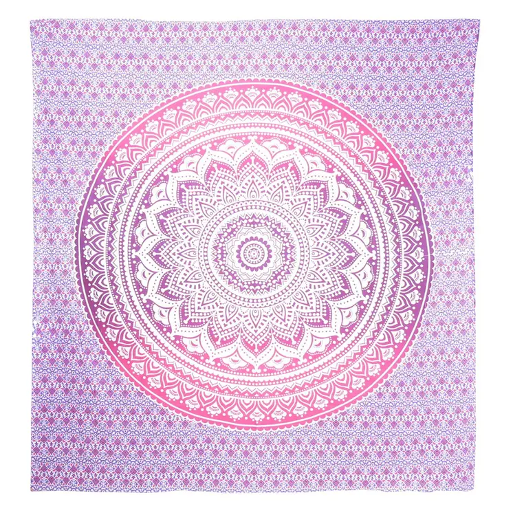 92" X 84" Pink And White Mandala Cotton Hanging Tapestry