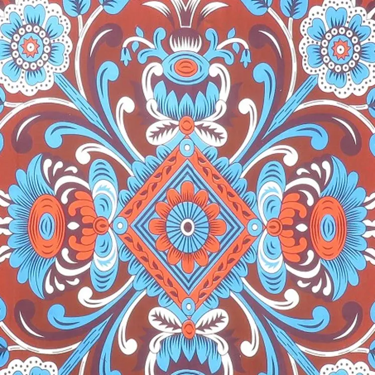 88" X 84" Red Blue And White Floral Cotton Hanging Tapestry
