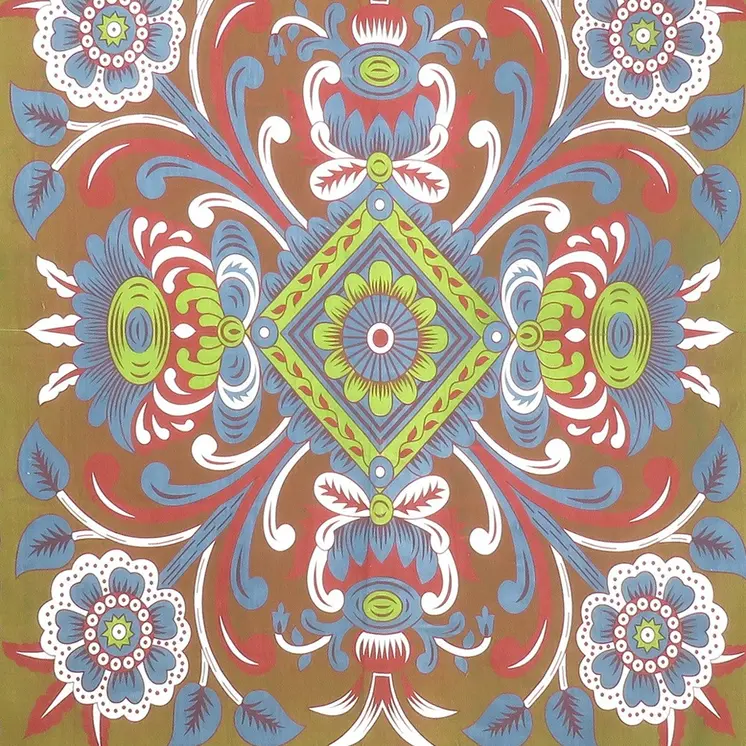 88" X 84" Green Red And White Floral Cotton Hanging Tapestry