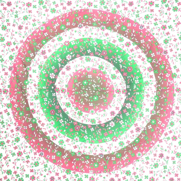88" X 84" Green Red And White Floral Cotton Hanging Tapestry
