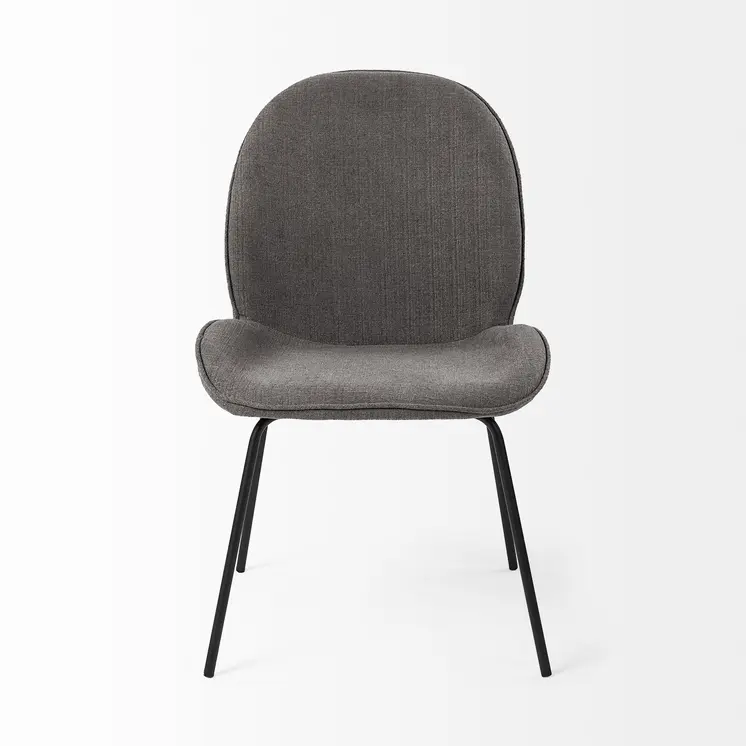 Set of Two Gray and Black Upholstered Fabric Dining Side Chairs